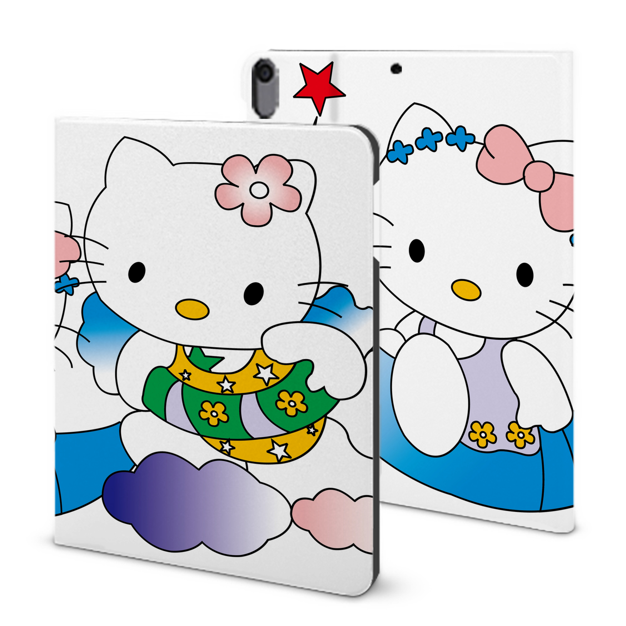 （画像用） Hello Kitty ハローキティ IPad ケース ブック型 PUレザー TPU 耐衝撃 軽量 薄型 ペン収納なし 全面保護 IPad 各モデル対応